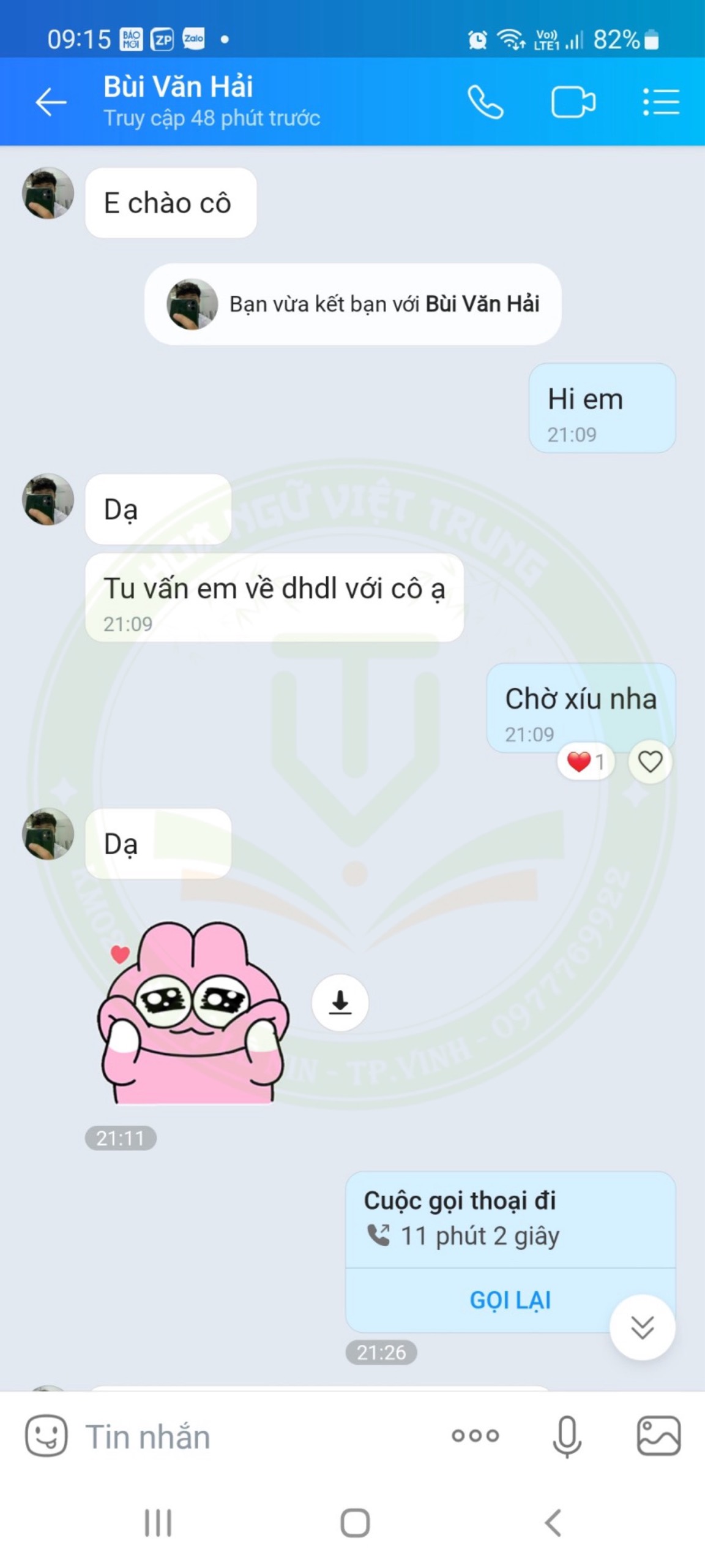 Những cuộc trò chuyện tư vấn online